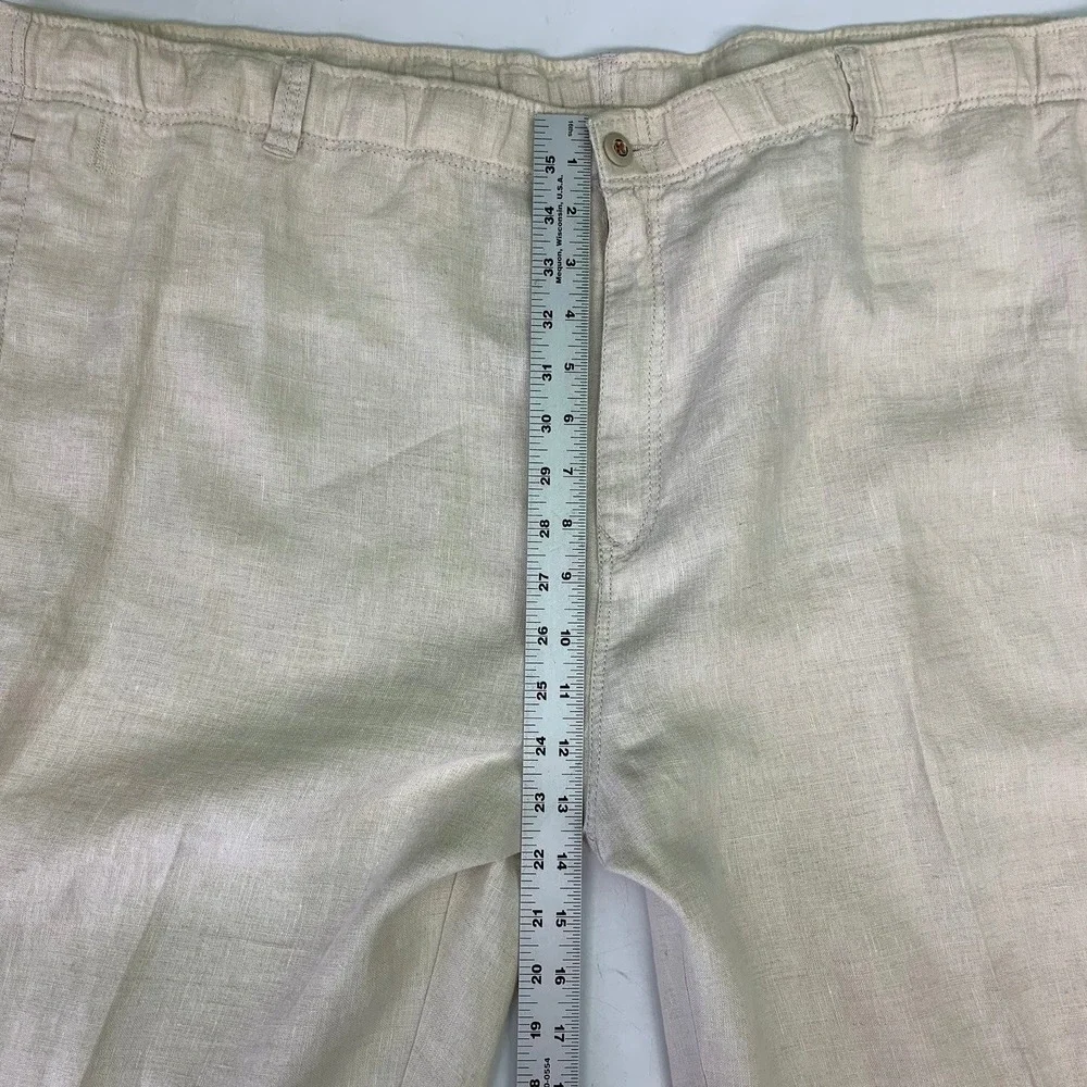 Tommy Bahama Mens‎ Linen Straight Leg Trousers Casual Beach Pants Tan Size 42